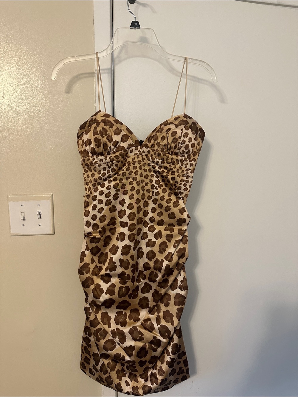 Vintage - Leopard Print Satin Slip bustier Dress - Brown & Tan - Nicolle Miller